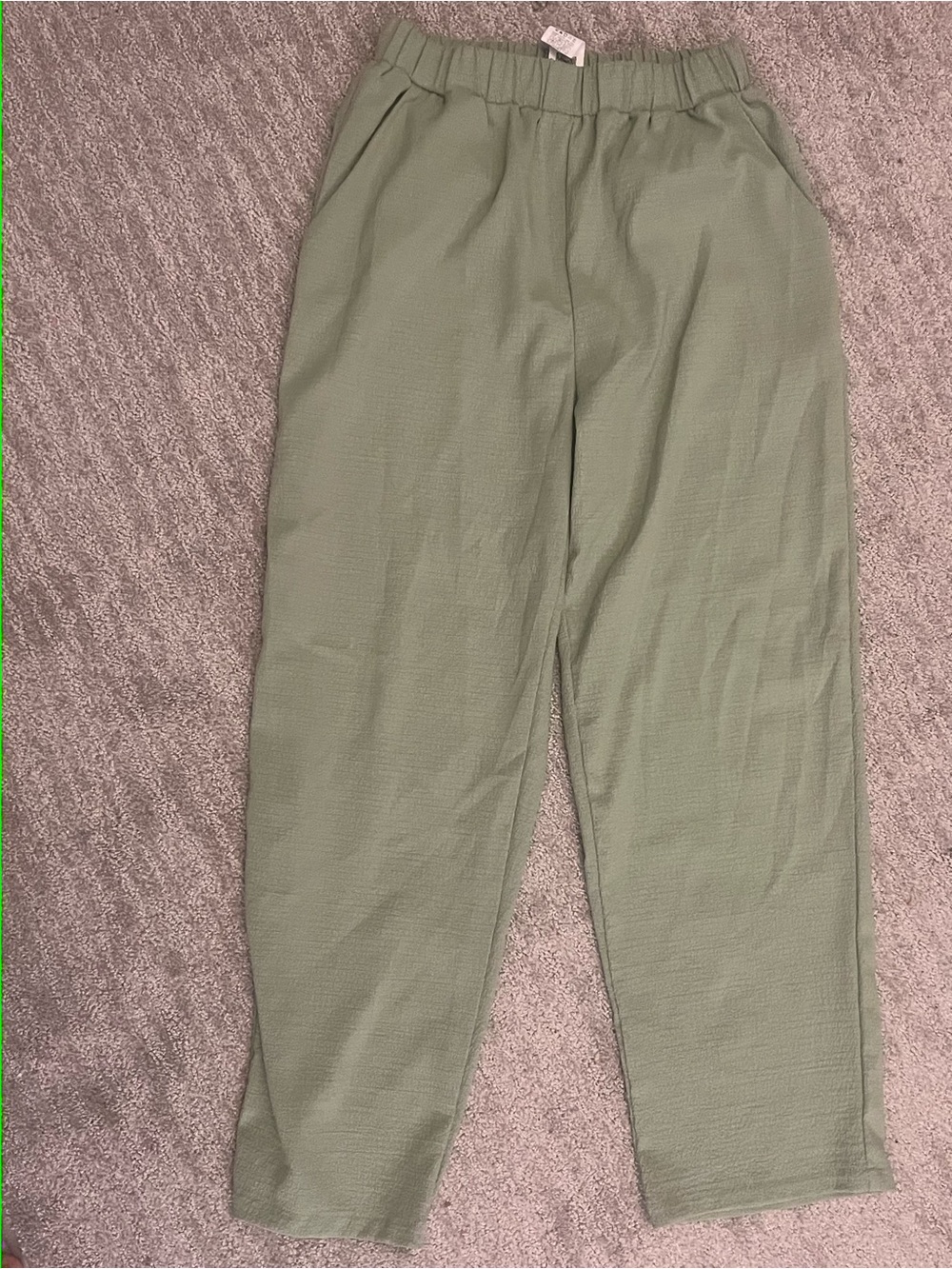 Women's Elastic-Waist Sage Green Jogger Pants